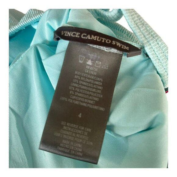 Vince Camuto $122 Faux Wrap Blue Ruffle One Piece Swimsuit Bathing Suit NWT - Picture 4 of 4